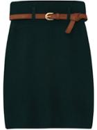 Romwe High Waist Belt Bodycon Green Skirt