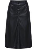 Romwe Buttons Pu A-line Skirt