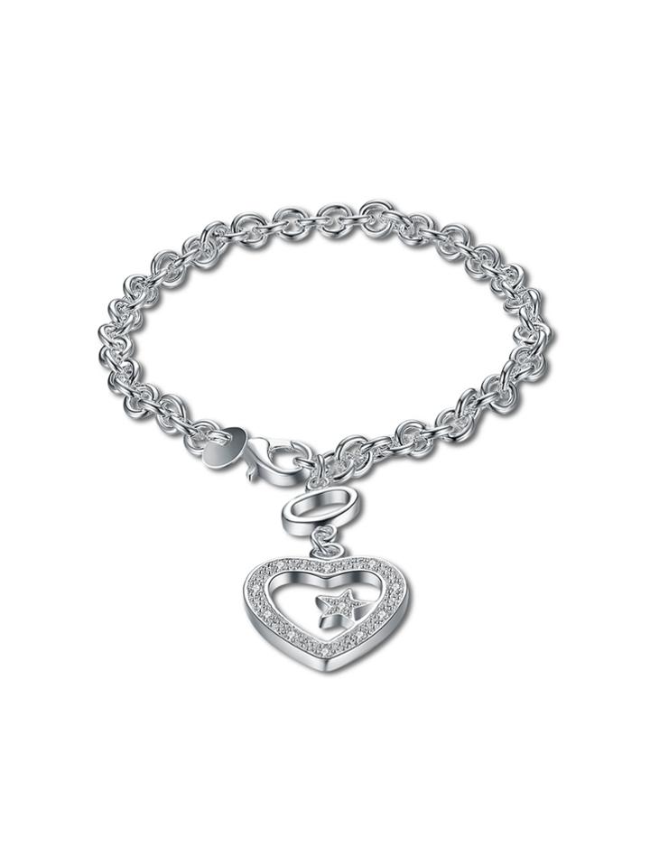 Romwe Heart And Star Detail Chain Bracelet