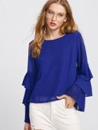 Romwe Tiered Frill Sleeve Layered Chiffon Blouse