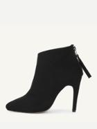 Romwe Back Zipper Pointed Toe Suede Boots