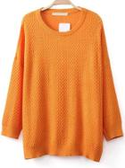 Romwe Round Neck Loose Orange Sweater