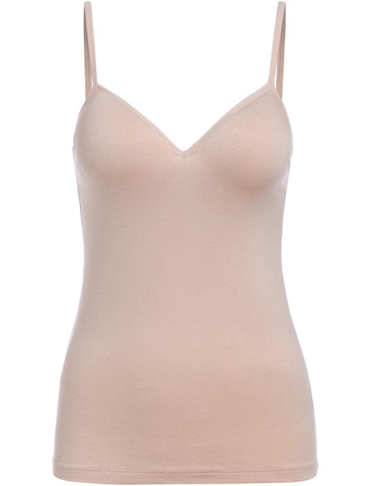 Romwe Nude Spaghetti Strap Slim Cami Top