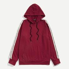 Romwe Men Pocket Front Striped Hoodie