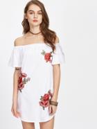 Romwe Split Sleeve Appliques Curved Hem Dress