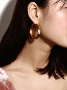 Romwe Metal Hoop Drop Earrings