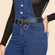 Romwe Heart Charm & Heart Shaped Buckle Belt
