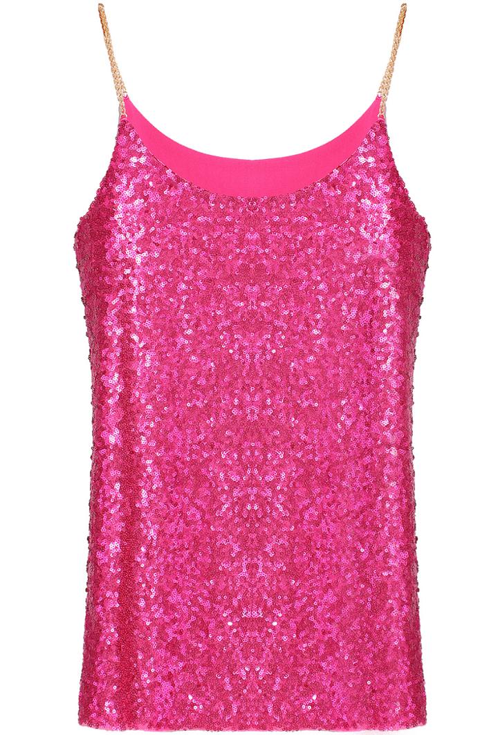 Romwe Spaghetti Strap Sequined Tank Top