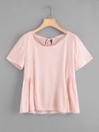 Romwe Knot Back Pleated Detail Tee