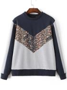 Romwe Color Block Crew Neck Sweatshirt