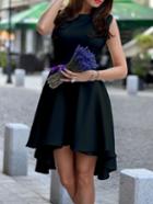 Romwe Black Sleeveless Asymmetrical Dress