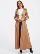 Romwe Single Button High Waist Skirted Maxi Coat