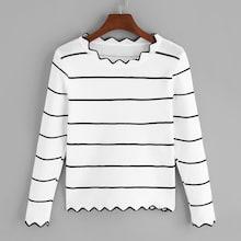Romwe Asymmetrical Hem Striped Sweater