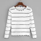 Romwe Asymmetrical Hem Striped Sweater