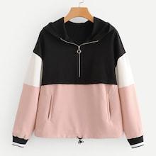 Romwe Cut And Sew Anorak Jacket