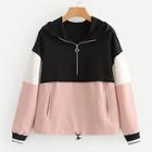 Romwe Cut And Sew Anorak Jacket