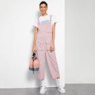 Romwe Pocket Front Solid Pinafore Jumpsuit