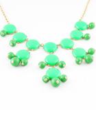 Romwe Green Bead Round Necklace