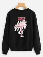 Romwe Flamingo Print Pullover