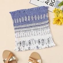 Romwe Frill Trim Random Pleated Tube Top