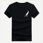 Romwe Guys Letter & Feather Print Tee