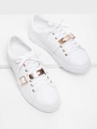 Romwe Metal Detail Lace Up Sneakers