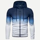 Romwe Men Ombre Zip Up Hoodie