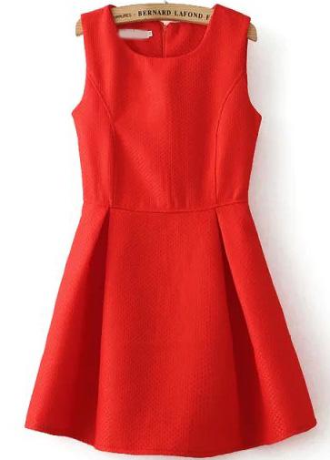 Romwe Red Sleeveless Flare Tank Dress