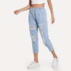 Romwe Ripped Pocket Button Jeans