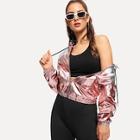 Romwe Two Tone Metallic Hooded Jacket