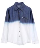 Romwe Bleached Denim Blouse With Pocket