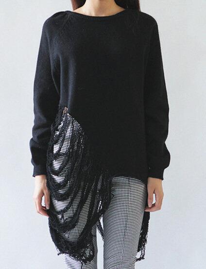 Romwe Ripped Loose Knit Sweater