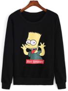 Romwe Simpson Print Loose Sweatshirt