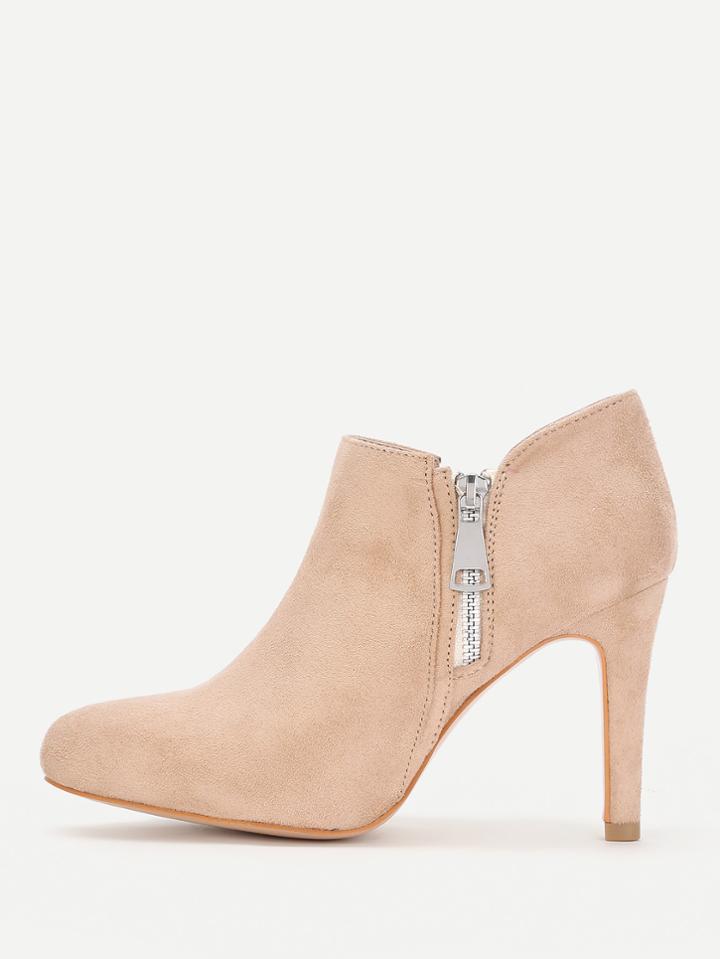 Romwe Pointed Toe Side Zipper Ankle Boots
