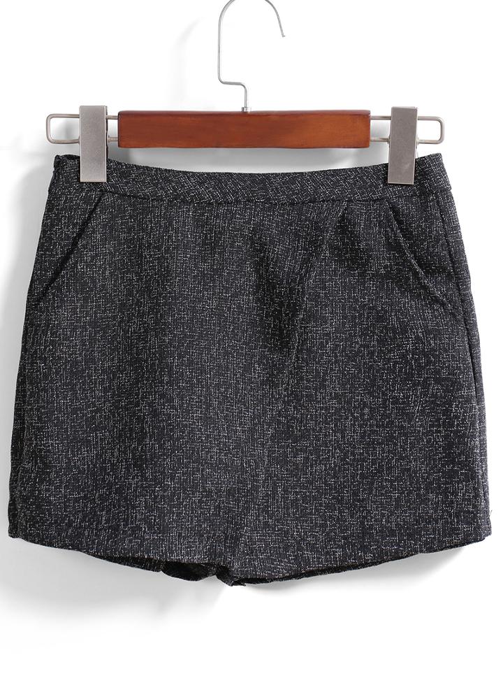 Romwe With Zipper Slim Split Shorts