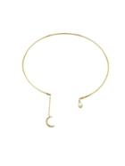 Romwe Gold Color Moon Pendant Tattoo Cuff Collar Necklaces