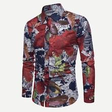 Romwe Men Plants Print Shirt