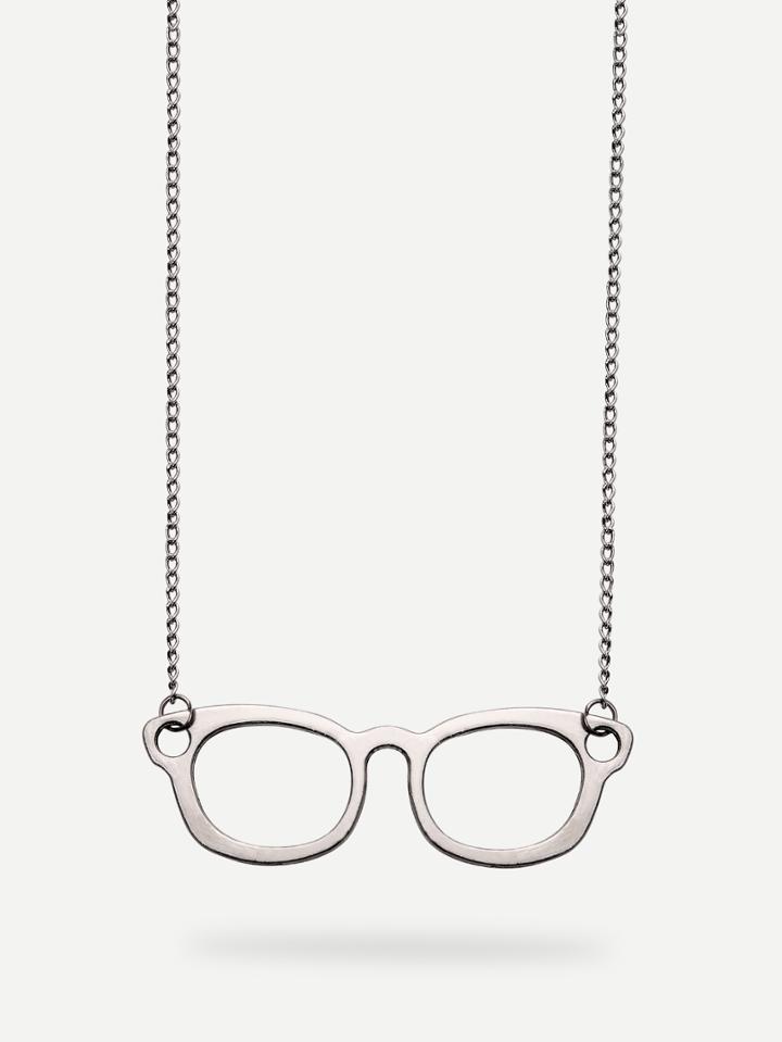 Romwe Spectacles Frame Shape Pendant Necklace