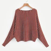 Romwe Batwing Sleeve Striped Jumper