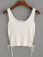 Romwe White Lace Up Side Ribbed Knit Tank Top