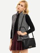 Romwe Front Zipper Chevron Print Vest