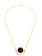 Romwe Gold Faux Stone Inset Cutout Pendant Necklace