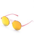 Romwe Red Lens Double Bridge Round Sunglasses