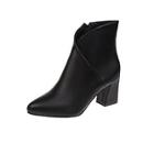 Romwe Side Zip Chunky Heeled Ankle Boots