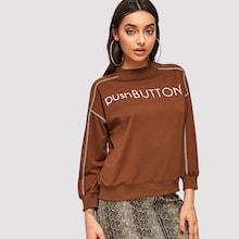 Romwe Letter Print Contrast Stitch Sweatshirt