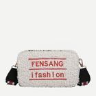 Romwe Slogan Embroidered Fluffy Bag