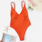 Romwe Double Straps Backless One Piece Swimsuit