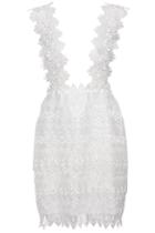 Romwe Floral Lace White Suspender Skirt