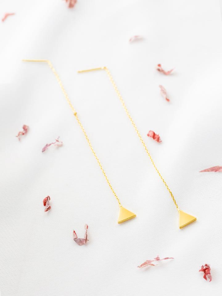 Romwe Gold Triangle Thread Earrings