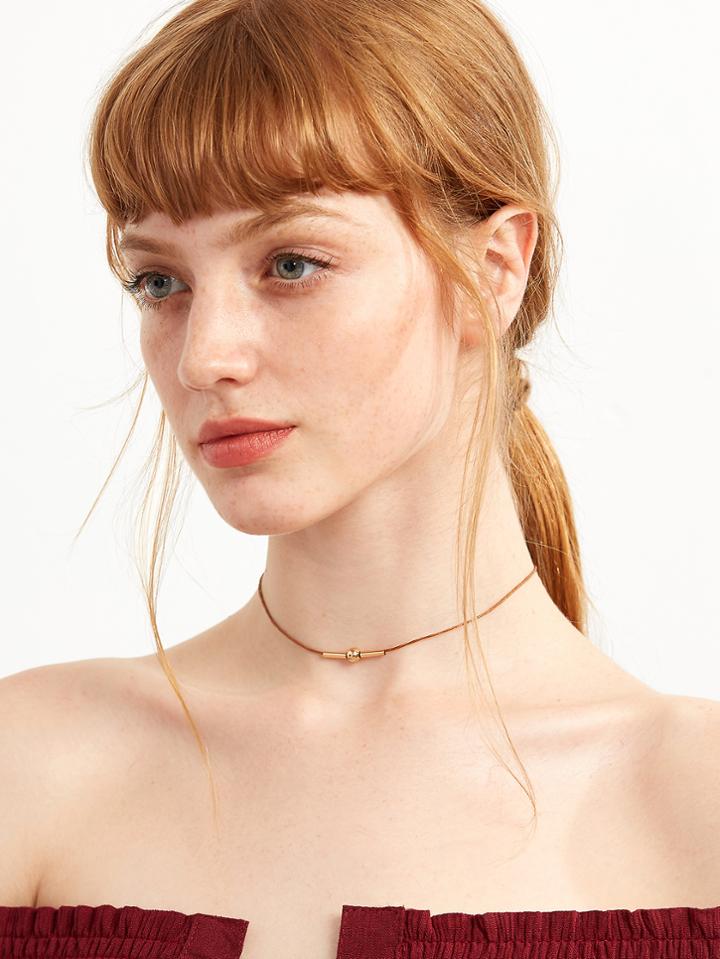 Romwe Brown Geometric Delicate Choker Necklace